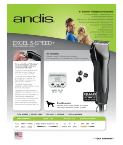 Andis Excel 5 Speed Clipper -Wahl Pet Care Shop AN 65435 4