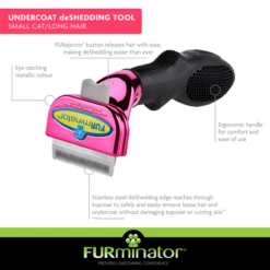 Furminator DeShedding Tool - Small Cat Long Hair Metallic [Pink] -Wahl Pet Care Shop FU 01224 4