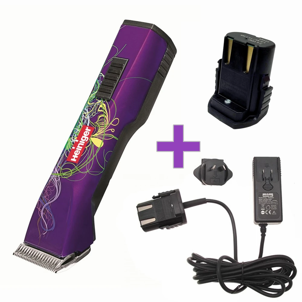 Heiniger Saphir Style Cordless Clipper Purple + Extra Battery + Cord Pack 3 Heiniger Saphir Style Cordless Clipper Purple + Extra Battery + Cord Pack