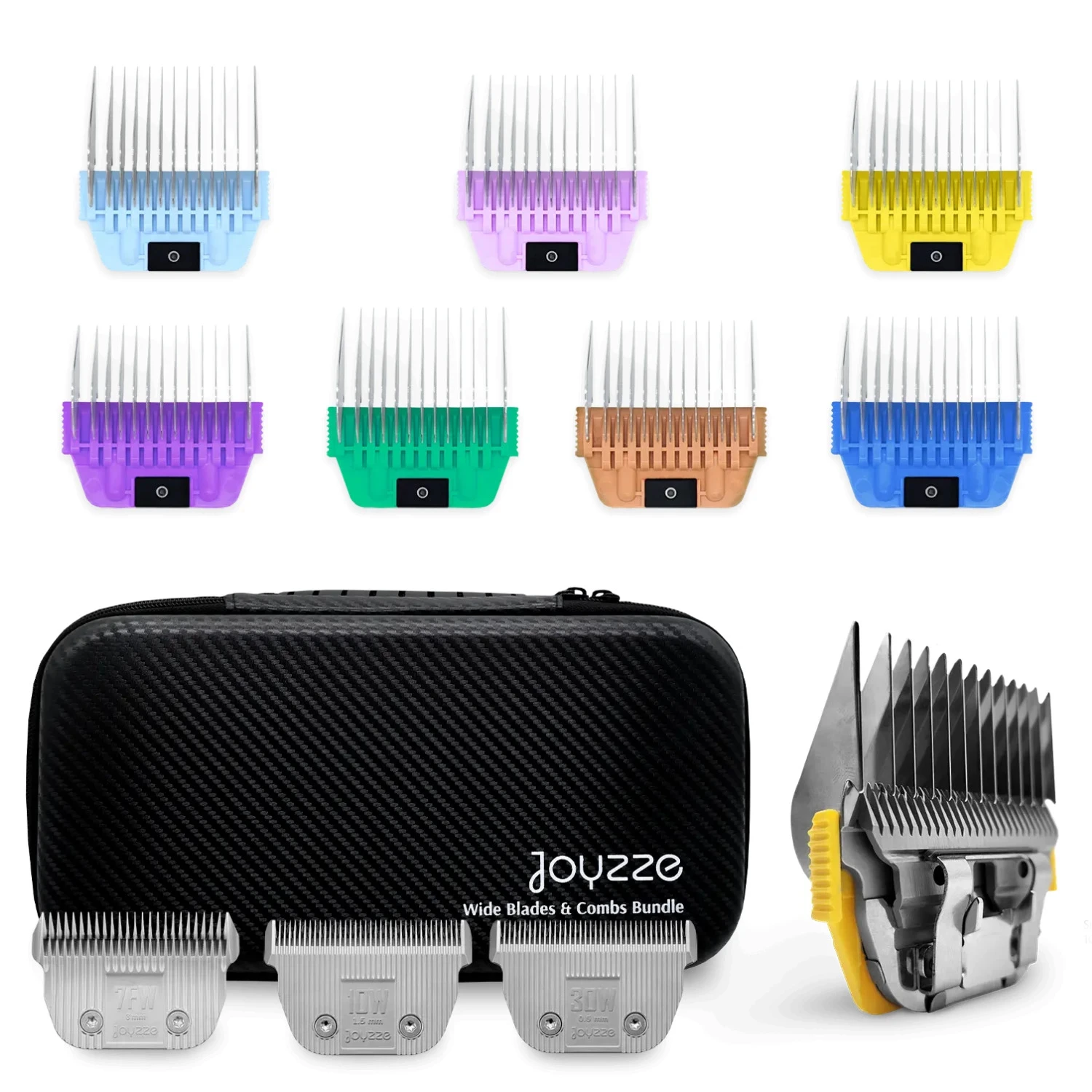 Joyzze 3 Wide Blade + 7 Wide Comb With Storage Case - Black 3 Joyzze 3 Wide Blade + 7 Wide Comb With Storage Case - Black