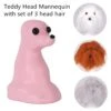 KissGrooming Head Mannequin (Teddy Bear) With Set Of 3 Head Hair
